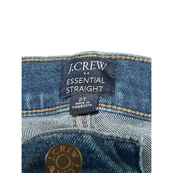 J Crew Essential Straight Button Fly Jeans Womens 27 Blue Denim Ankle - Picture 7 of 8